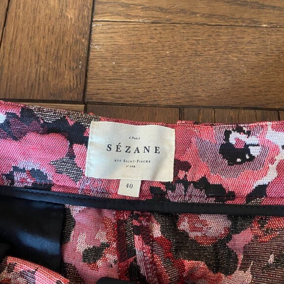 Sezane Jacquard Gustav Trousers Pink Peony, size 40 (US 8) - Picture 4 of 9